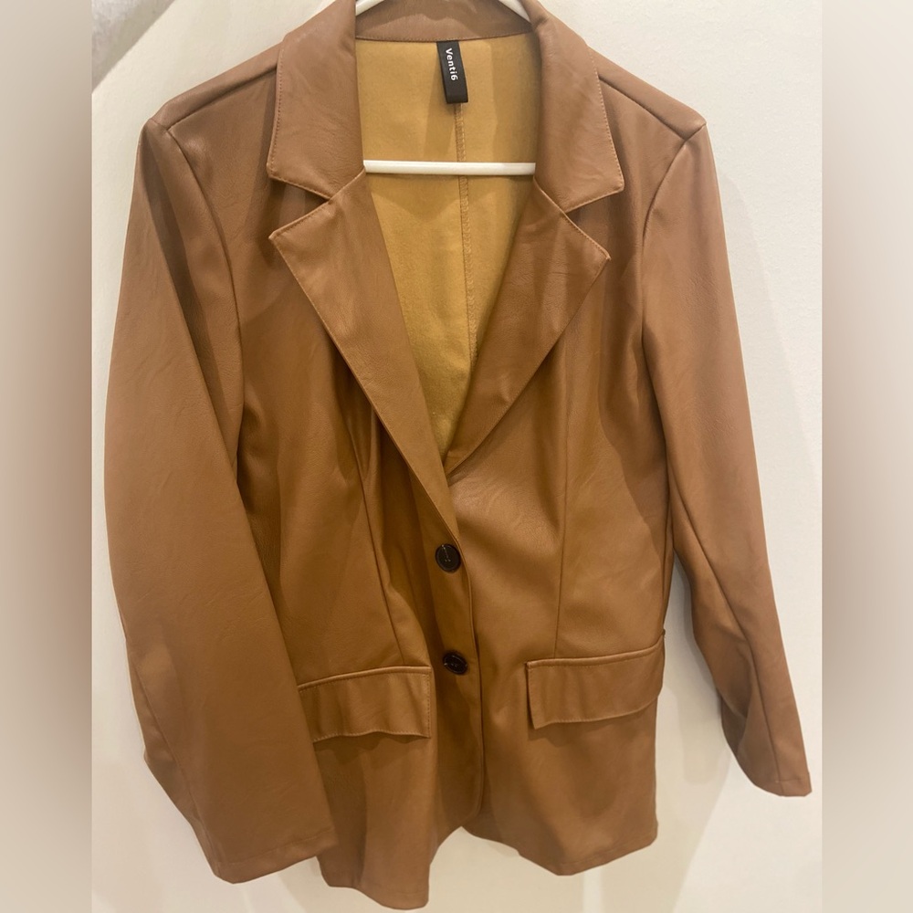 Women's Tan Pleather Blazer